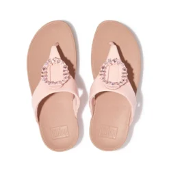 FitFlop LULU CRYSTAL-CIRCLET LEATHER TOE-POST SANDALS